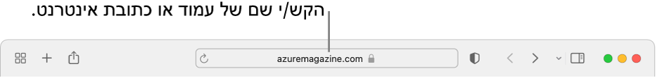 השדה ״חיפוש חכם״ של Safari, שבו ניתן להזין שם או כתובת URL של עמוד.