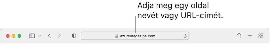 A Safari intelligens keresési mezője, ahol megadhatja a weboldal nevét vagy URL-címét.