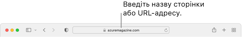 Розумне поле пошуку браузера Safari, у якому вводиться назва або URL-адреса сторінки.