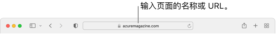 Safari 浏览器智能搜索栏，可在此输入页面的名称或 URL。