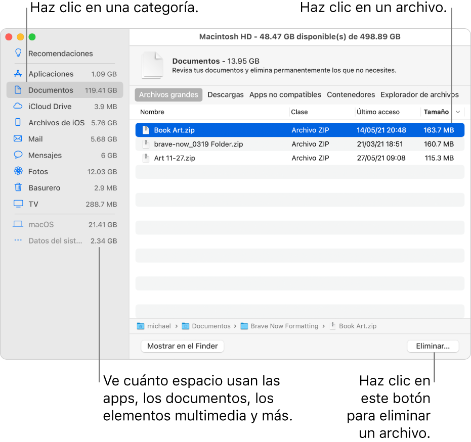 Buscar y eliminar archivos en la Mac - técnico de Apple