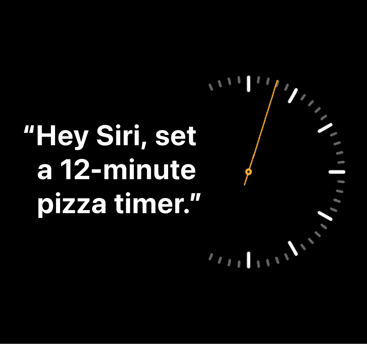 An illustration of the words “Hey Siri, set a 12-minute pizza timer”