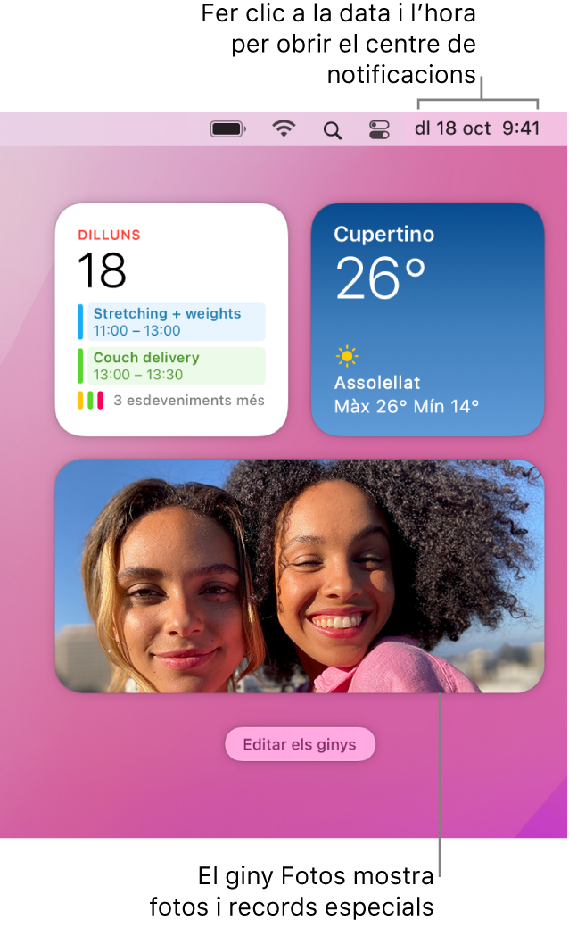 El giny de l’app Fotos al centre de notificacions.