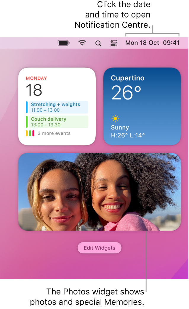 The Photos widget in Notification Centre.