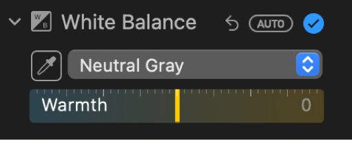 The White Balance controls in the Adjust pane.