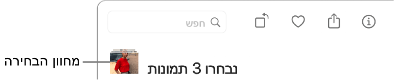 מחוון בחירה המציג ששלוש תמונות נבחרו.