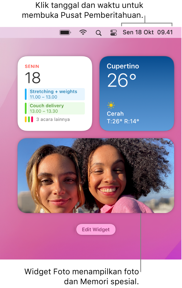 Widget Foto di Pusat Pemberitahuan.