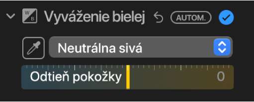 Ovládacie prvky Vyváženie Bielej v paneli Úpravy.