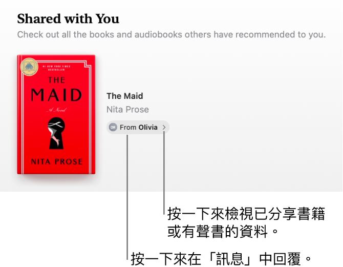 螢幕顯示「與你分享」欄目中的書籍。