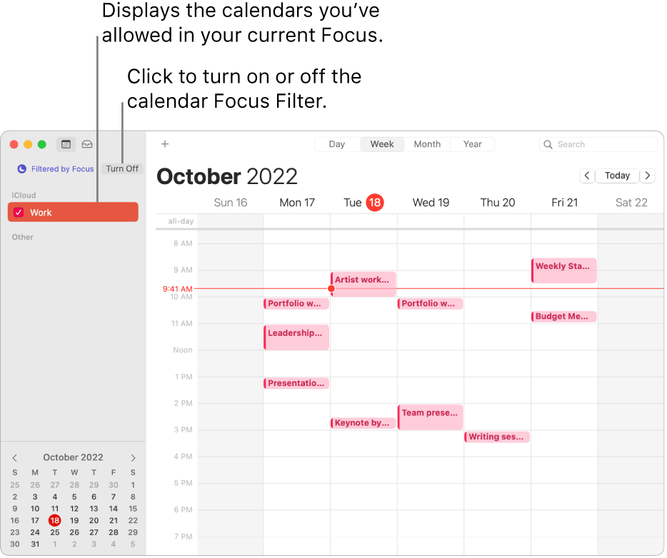 Use Focus filters in Calendar on Mac Apple Support (English)