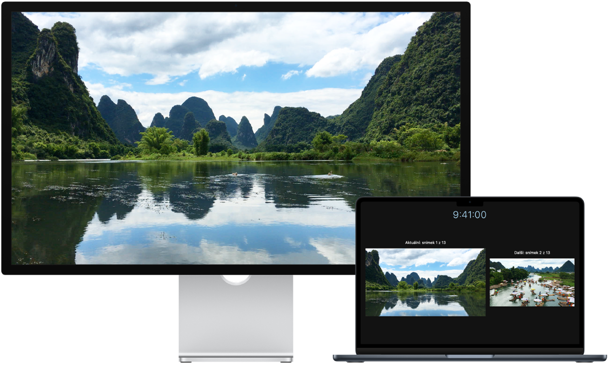 MacBook Air a HD televizor použitý jako externí monitor