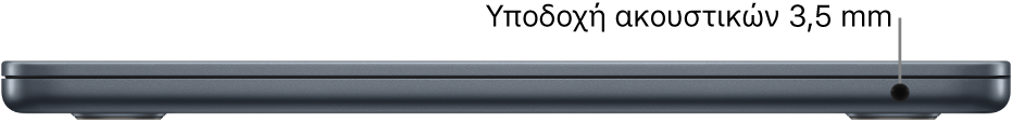 Η προβολή της δεξιάς πλευράς ενός MacBook Air, με επεξήγηση για την υποδοχή ακουστικών 3,5 χλστ.