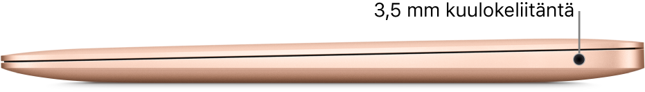 MacBook Air oikealta sekä selite 3,5 mm kuulokeliitäntään.