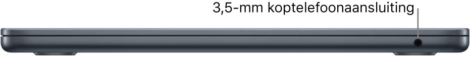 Het rechteraanzicht van een MacBook Air met een bijschrift voor de 3,5-mm koptelefoonaansluiting.