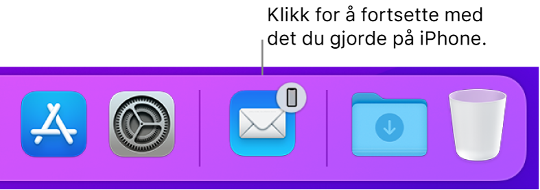Handoff-symbolet vises i Dock.