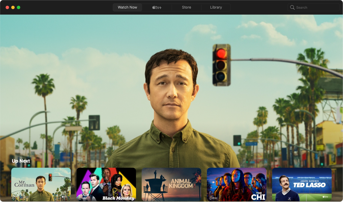 Rakenduse Apple TV aknas kuvatakse vaadet Watch Now.