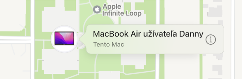Detail ikony Informácie pre zariadenie Danny’s MacBook Pro.