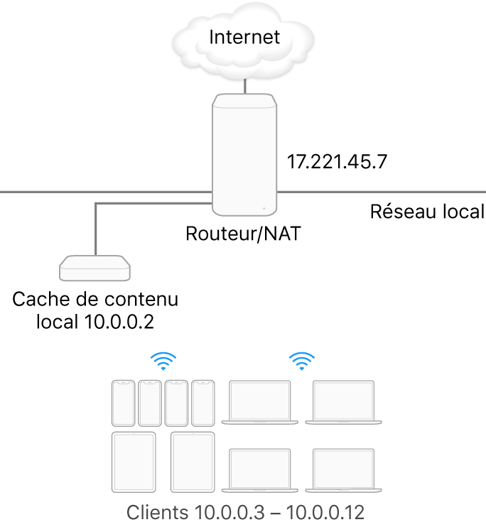 Un serveur de mise en cache avec un sous-réseau unique.