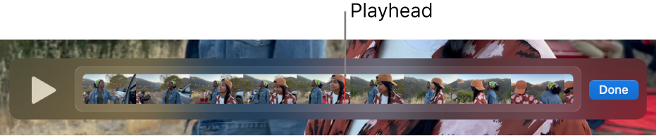 A clip in the QuickTime Player window, with the playhead near the centre of the clip.