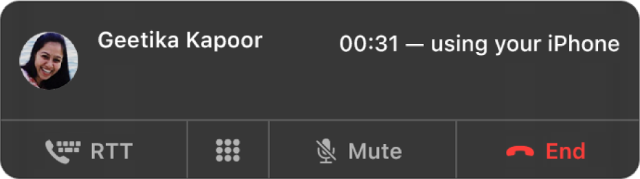 A notification of an incoming RTT call.