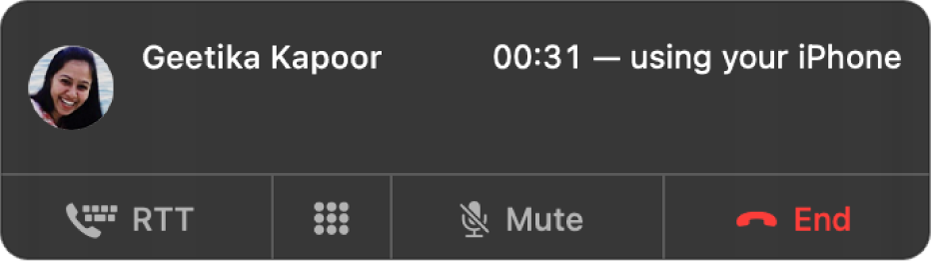 A notification of an incoming RTT call.