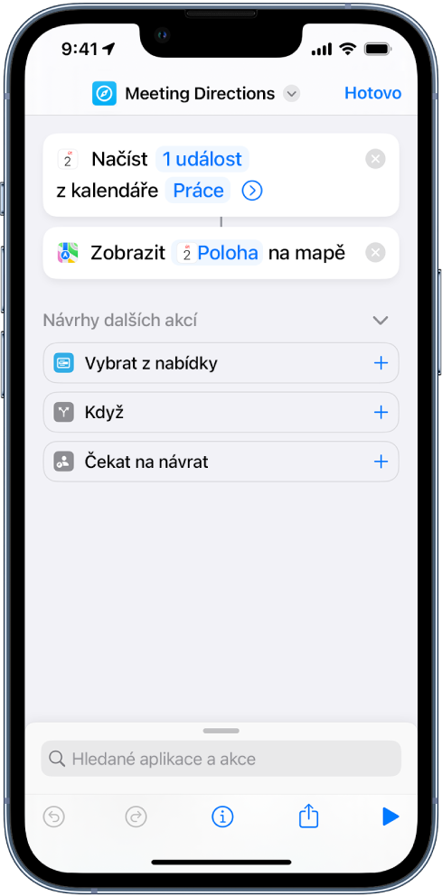 Ukázka zkratky, v níž jsou vidět akce spoléhající na detekci obsahu