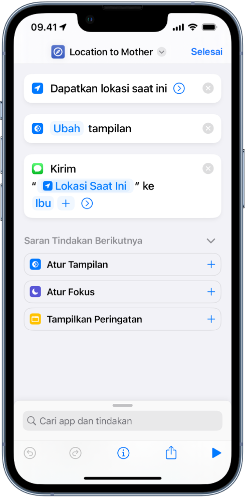 Contoh tindakan yang tidak mengubah konten, tapi meneruskannya ke tindakan lain.