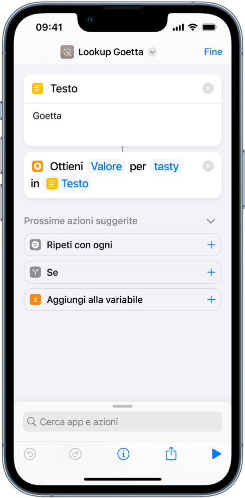 Avviso di errore nell'editor di comandi rapidi.