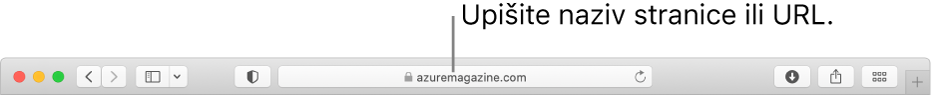Pametno polje za pretraživanje preglednika Safari, gdje možete unijeti naziv stranice ili URL.
