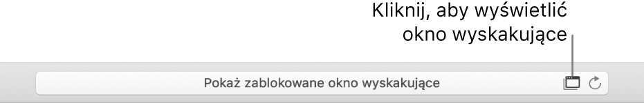 Ikona po prawej stronie inteligentnego pola wyszukiwania pokazuje możliwość otwierania okien wyskakujących.