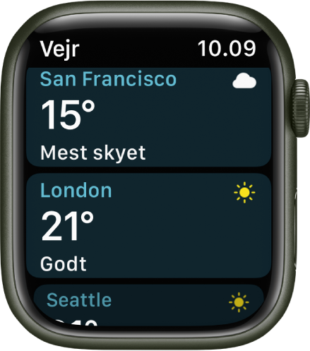 Appen Vejr, der viser en vejrudsigt for denne uge.
