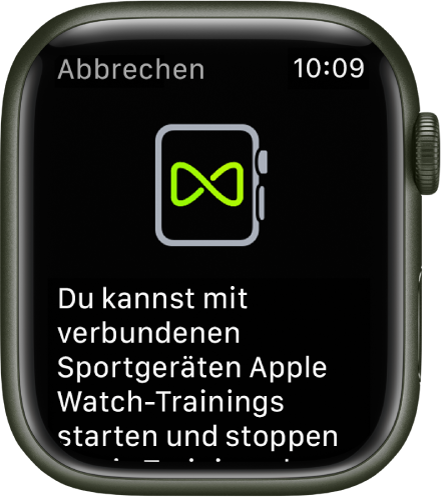 Die Anzeige zum Koppeln deiner Apple Watch mit einem Sportgerät.