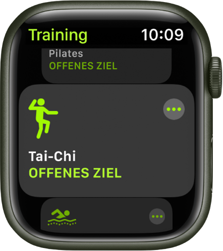 Die Anzeige „Training“ mit hervorgehobenem Training „Tai-Chi“.