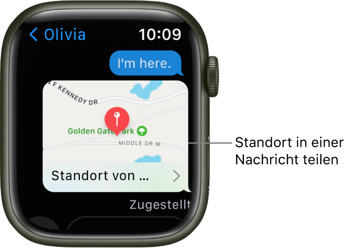 App „Nachrichten“ mit einer Karte mit dem Standort des Senders.
