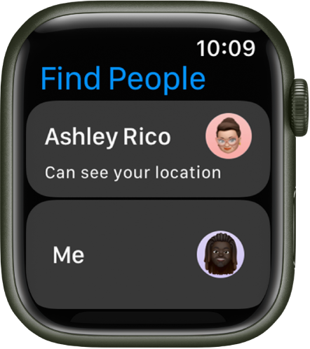 A screen showing two entries—one for you and another for a person you’ve shared your location with.
