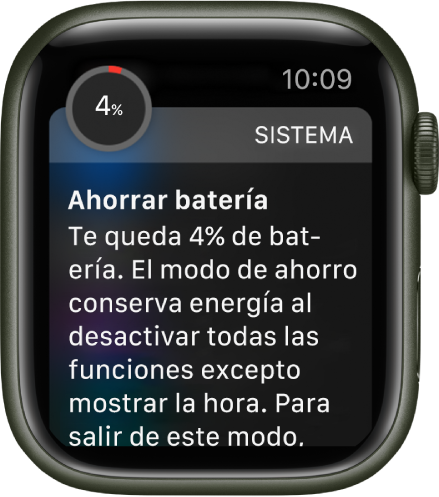 La notificación de batería baja incluye un botón que puedes tocar para activar el modo de ahorro de energía.