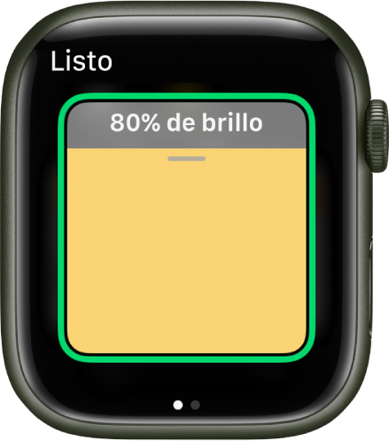 La app Casa mostrando un accesorio iluminación. Su brillo está configurado al 80 por ciento, y el botón Listo está en la esquina superior izquierda.