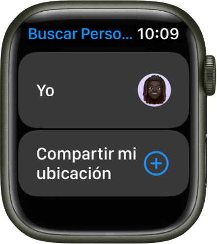 La app Buscar Personas con entradas para ti y un botón “Compartir mi ubicación”.