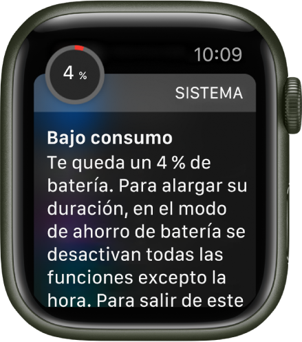 La alerta de batería baja incluye un botón que puedes tocar para activar el modo de ahorro de batería.