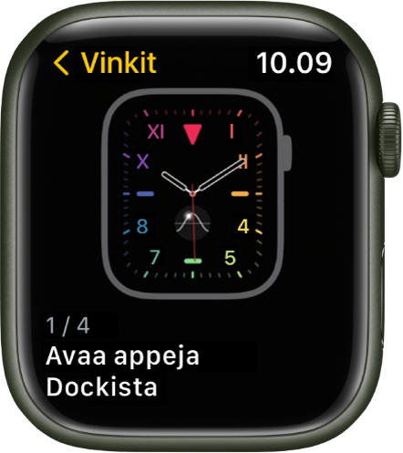 Vinkit-appi, jossa on Apple Watch -vinkki.