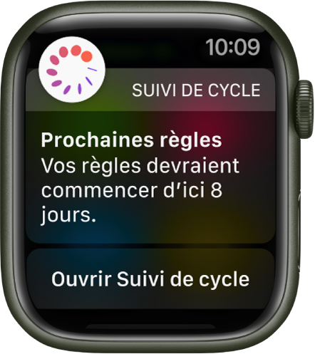 L’écran « Suivi de cycle ».