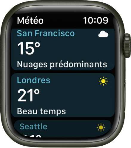 App Météo montrant les prévisions de la semaine.