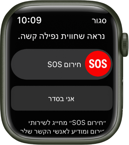 מסך ״זיהוי נפילה״.