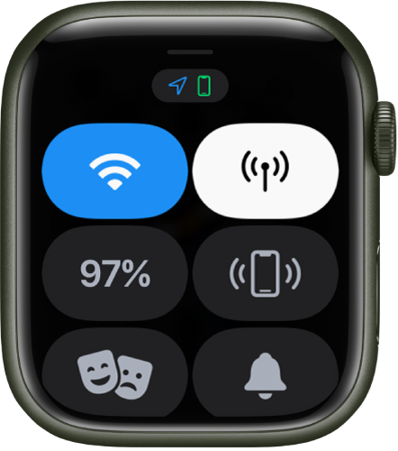 ״מרכז הבקרה״ עם שישה כפתורים: ״סלולרי״, ״רשת אלחוטית״, ״שלח אות ל‑iPhone״, ״סוללה״, ״מצב שקט״ ו״מצב קולנוע״.