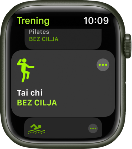 Zaslon Treninga s istaknutim treningom Tai Chija.
