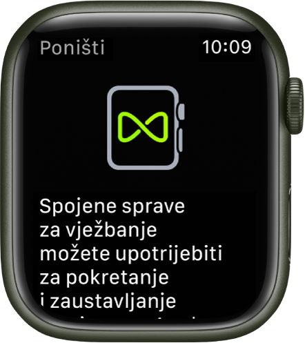 Zaslon uparivanja koji se prikazuje kada uparite Apple Watch sa spravama u teretani.