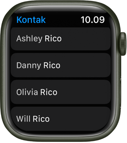 Daftar kontak di app Kontak.