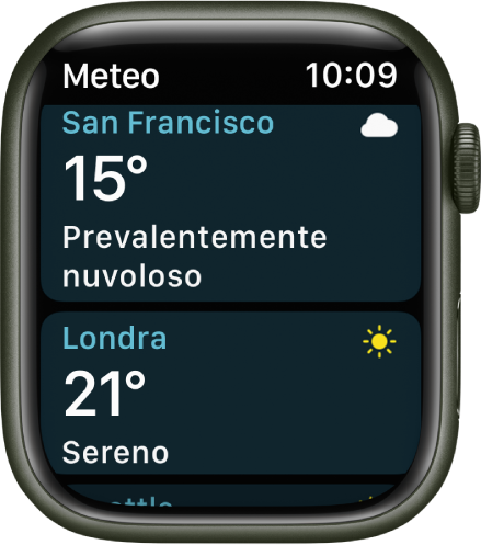 L'app Meteo che mostra le previsioni settimanali.