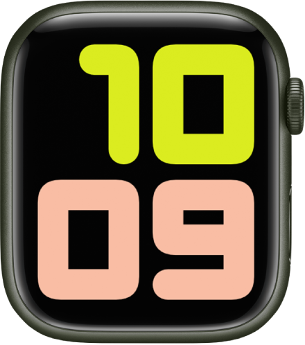 「数字・デュオ」の文字盤。「10:09」と非常に大きな数字で表示されています。