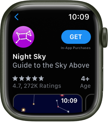 Apple Watch pulksteņa lietotnē App Store redzama lietotne.
